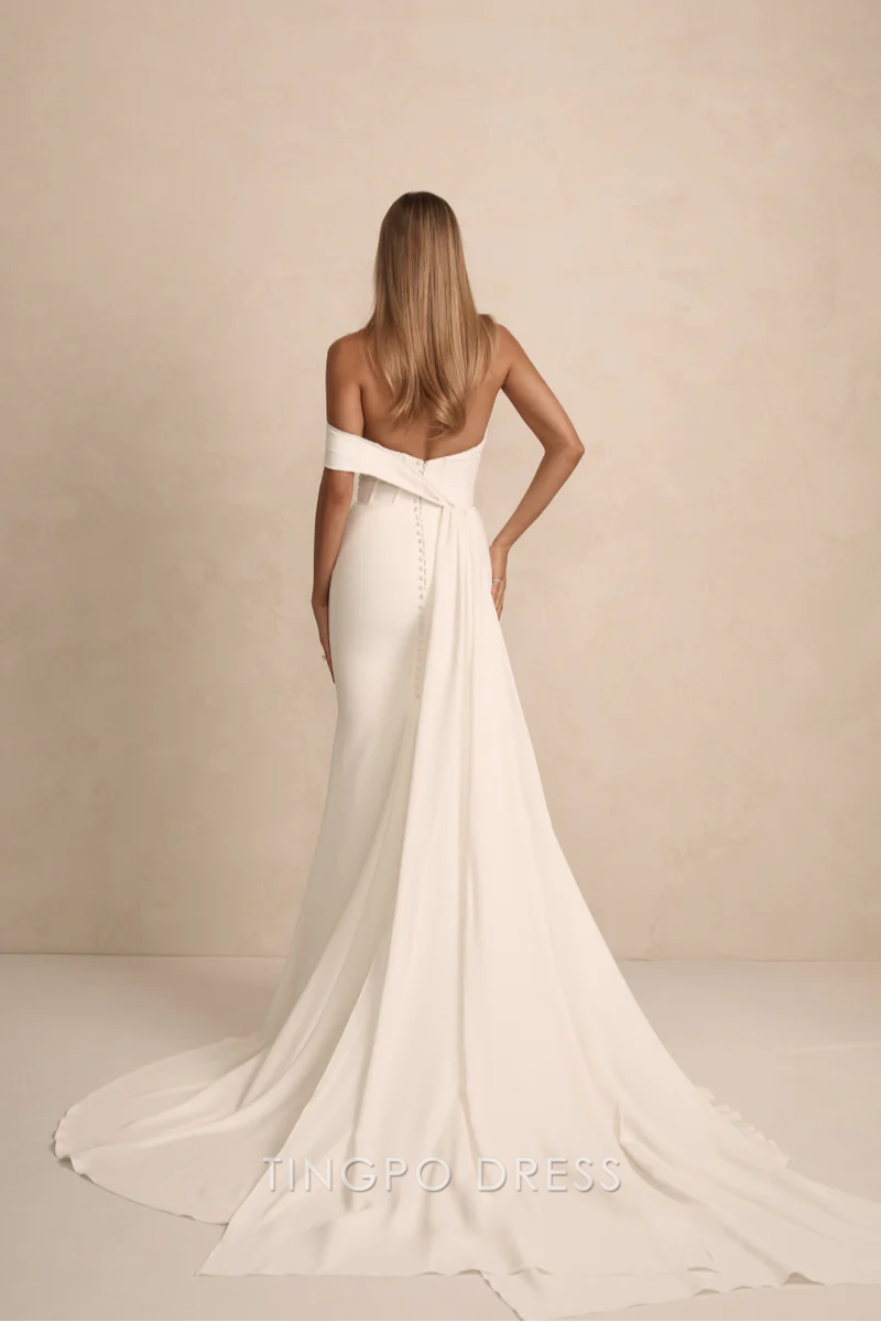 Elegant Sheath/Column Off - Shoulder Corset Mermaid Maxi Dress with Train Prom Dress